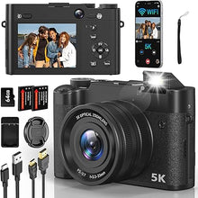 Load image into Gallery viewer, 5K Digital Camera, Optical Digital Zoom 64MP WiFi Camera for Photography &amp; Video, Autofocus Vlogging Camera for YouTube, Travel Digital Camera with 64GB Card, 2 Batteries
