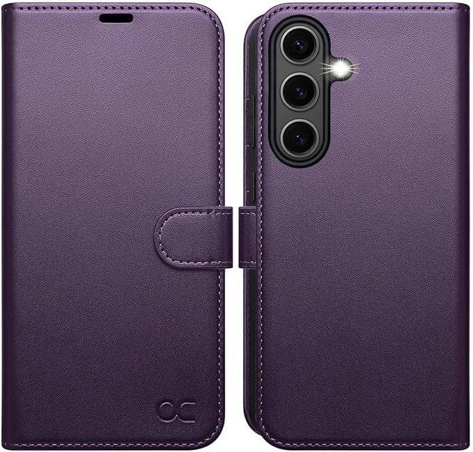 OCASE Compatible with Galaxy S25 Wallet Case, PU Leather Flip Folio Case with Card Holders RFID Blocking Kickstand [Shockproof TPU Inner Shell] Protective Phone Cover 6.2 Inch 2025, Dark Purple