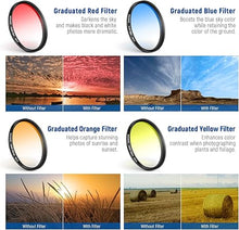 Load image into Gallery viewer, NEEWER 58 mm Lens Filter Kit with Mobile Phone Lens Clip, CPL, ND32, 6 Point Star Filter, Graduated Filter (4 Colours), Compatible with iPhone 15 14 Pro Max 13 12 11 &amp; Canon Nikon Sony Cameras
