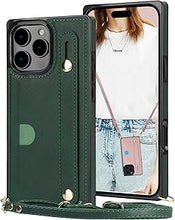 Load image into Gallery viewer, CCSmall for Apple iPhone 16 Pro Max Case Crossbody with Card Slot Holder for Women,Removable Adjustable Shoulder Strap Lanyard with Wristband Kickstand Phone Cover Case for iPhone 16 Pro Max KB Green
