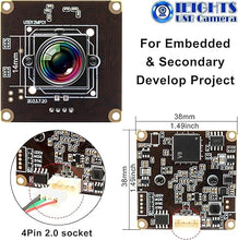 Load image into Gallery viewer, 120fps USB Camera Module Wide Angle 100degree Low Distortion Lens Webcam Board for Laptop 11.6mp Lightburn Camera Mini UVC USB2.0 High Speed PC Camera Industrial USB Security Web Camera for Computer
