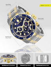 Load image into Gallery viewer, Invicta Men's Pro Diver Scuba 48mm Two Tone Stainless Steel Chronograph Quartz Watch, TT/Blue (Model: 0077)
