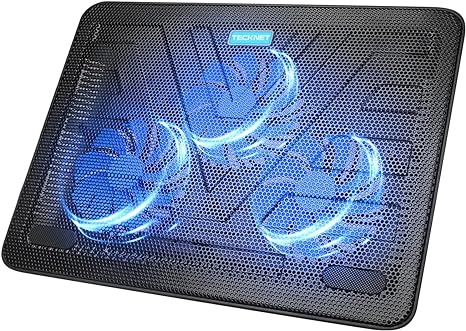 TECKNET Laptop Cooling Pad, Portable Slim Quiet USB Powered Laptop Notebook Cooler Cooling Pad Stand Chill Mat with 3 Blue LED Fans, Fits 12-17 Inches (Black)