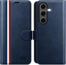 Load image into Gallery viewer, OCASE Compatible with Galaxy S25 Plus Wallet Case, PU Leather Flip Folio Case with Card Holders RFID Blocking Kickstand [Shockproof TPU Inner Shell] Protective Phone Cover 6.7 Inch 2025, Spliced Blue
