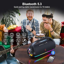 Load image into Gallery viewer, Bluetooth Speaker, IPX5 Waterproof Portable Bluetooth Speaker with Powerful Bass &amp; LED Lights, Loud Stereo Wireless Speaker for Home Party, Beach, Outdoor Camping, Support USB/TF Card/AUX/TWS
