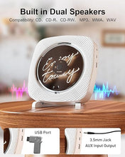 Load image into Gallery viewer, Portable CD Player with Speakers Rechargeable, Boombox CD Player for Home and Car, Fm Radio, USB and AUX Ports, Remote Control, Desktop and Wall Mounted, White, Gift
