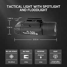 Load image into Gallery viewer, OLIGHT PL Turbo Weaponlight, 800-Lumen 515 Meters Long-Range Tactical Flashlight, 66,300 High Candela Rail-Mounted Light with Strobe Function and Rail Locating Keys, Fits Picatinny and GL Rail
