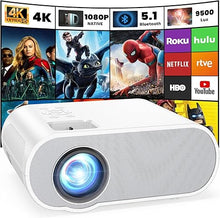 Load image into Gallery viewer, Projector, Native 1080P Full HD Bluetooth Projector with Speaker, Outdoor Portable Movie Mini Projector Compatible with Laptop, Smartphone, TV Stick, Xbox, PS5
