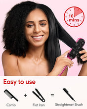 Load image into Gallery viewer, Terviiix Frizz Buster Ionic Hair Straightener Brush with MCH Heater - Rapid 450°F in 20S, Hair Straightener Comb for Efficient One-Pass, Anti-Scald, 13 Heat Settings, Dual Voltage, Pink
