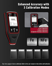 Load image into Gallery viewer, KAIWEETS Rechargeable Paint Thickness Meter Gauge for Used Car Buyers, 0~1700?M Coating Depth Gauge Tester with Limit Alarm, Data Storage, 4-Direction Rotating Screen
