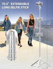 Load image into Gallery viewer, 71&quot; Phone Tripod Selfie Stick Tripod, Smartphone Tripod Stand All-in-1 with Remote, Travel Tripod for iPhone, Extendable Cell Phone Tripod for Selfie/Video Recording/Photo/Live Stream/Vlog
