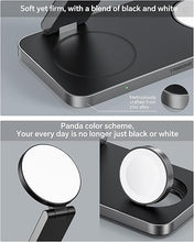 Load image into Gallery viewer, 3 in 1 Wireless Charging Station for Apple Devices, Foldable Magnetic MagSafe Charger Stand for iPhone 16/15/14/13/12 Series, Apple Watch, and AirPods (Black)
