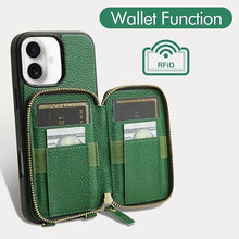 Load image into Gallery viewer, ZVE for iPhone 16 Wallet Case, Leather Crossbody Phone Purse Case with Card Holder, Protective Flip Case for iPhone 16 6.1&quot; Dark Green
