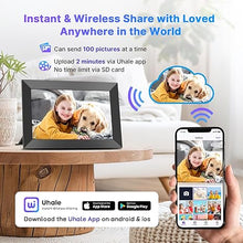 Load image into Gallery viewer, Uhale Digital Picture Frame 32GB Storage 10.1 Inch WiFi Electronic Photo Frame SD Card Slot Desktop IPS Touch Screen HD Display Auto-Rotate Slideshow Share Videos Photos Send Wishes Remotely
