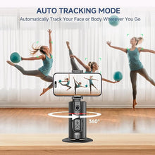 Load image into Gallery viewer, Auto Face Tracking Tripod, No App, Smart Shooting Phone Holder with Remote, 360° Rotation Body Phone Camera Mount Extendable Body Smart Tracking Tripod for Vlog/TIK Tok, Rechargeable Battery (Black)
