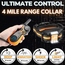 Load image into Gallery viewer, Dog Shock Collar with Remote, Unmatched 4-Mile Range, Night-Light Mode, Training Guide Included, 124 Training Levels &amp; 4 Modes, Beep Vibration Shock, Waterproof Rechargeable, Fits All Dogs, US Tech
