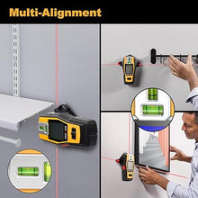 Load image into Gallery viewer, PREXISO 2-in-1 Stud Finder with Laser Level, Rechargeable Multi Surface Cross Line Laser &amp; Wall Stud Scanners Tool for Hanging Frames &amp; Picture, Wood Ac Wire Metal Studs Joist Pipe Detection
