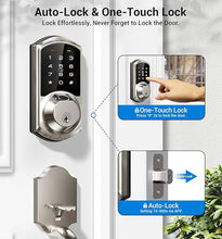 Load image into Gallery viewer, Veise Fingerprint Smart Lock for Front Door, 7-in-1 Keyless Entry Deadbolt with App Control, Electronic Digital Locks with Touchscreen Keypad, Auto Lock, Easy Install, Waterproof, Satin Nickel
