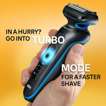 Load image into Gallery viewer, Braun Electric Shaver for Men, Series 5 5150cs, Wet &amp; Dry Shave, Turbo Shaving Mode, Foil Shaver, with Beard Trimmer, Body Groomer and Charging Stand, Blue
