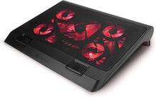 Load image into Gallery viewer, ENHANCE Gaming Laptop Cooling Pad Stand with LED Cooler Fans , Adjustable Height , &amp; Dual USB Port for 17 inch Laptops - 5 Ultra Quiet High Performance Fans 2630 RPM &amp; Built-In Bumpers - Red
