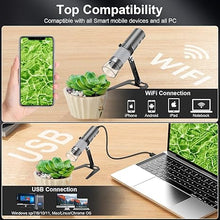 Load image into Gallery viewer, Wireless Digital Microscope 4K HD Wi-Fi Microscope Camera Digital Magnifier Compatible for iPhone, Android Phones and PC (Black)
