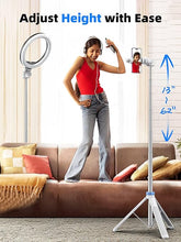 Load image into Gallery viewer, Kaiess 62&quot; Tripod for iPhone, Selfie Stick Tripod &amp; Phone Tripod Stand with Remote, Cell Phone Tripod for iPhone, Extendable Travel Tripod, Compatible with iPhone 15/14/13 Pro Max/Android (White)
