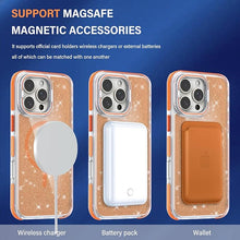 Load image into Gallery viewer, CCSmall Bling Sparkle Cute Clear Case for Apple iPhone 16 Pro – Crystal Anti-Yellowing, Compatible for MagSafe with Camera Ring Stand for Girls Women for iPhone 16 Pro XCS Orange
