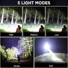 Load image into Gallery viewer, LED Rechargeable Headlamp, 990,000 Lumens Super Bright Head Lamp with 5 Modes, 90°Adjustable, USB Rechargeable, Waterproof LED Headlamps for Adults Camping, Hiking, Climbing (2 Pack)
