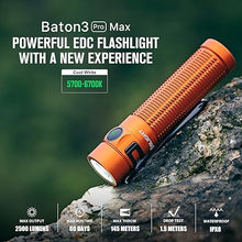 Load image into Gallery viewer, OLIGHT Baton3 Pro Max Flashlight, Rechargeable Compact EDC Pocket Flashlight with Safety Proximity Sensor, 2500 LED High Lumens, Suitable for Camping, Hiking, Emergency (Orange Cool White)
