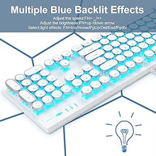 Load image into Gallery viewer, Camiysn Typewriter Style Mechanical Gaming Keyboard, White Retro Punk Gaming Keyboard with Blue Backlit, 104 Keys Blue Switch Wired Cute Keyboard, Round Keycaps for Windows/Mac/PC
