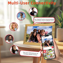 Load image into Gallery viewer, 10.1 Inch WiFi Digital Picture Frame, 1280x800 HD IPS Touch Screen, 32GB Memory, Smart Cloud Digital Photo Frame, Auto-Rotate, Share Photos via Frameo App(Wooden Color)

