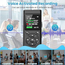 Load image into Gallery viewer, 136GB Digital Voice Recorder with Playback,9000 Hours Audio Recording Device,Voice Activated Recorder with Noise Reduction,A-B Repeat,Mp3 Player and Password for Lectures Meeting/Classes/Interviews
