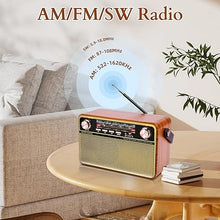 Load image into Gallery viewer, Portable AM FM Radio, Dmyond Rechargeable Small Bluetooth Speaker Portable Radio, Shortwave Radio with, AC, Operated Radio, Loud Speaker, Support AUX/TF Card/USB Playing for Home Outdoor
