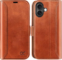 Load image into Gallery viewer, OCASE Compatible with iPhone 16 Wallet Case, PU Leather Flip Folio Case with Card Holders RFID Blocking Kickstand [Shockproof TPU Inner Shell] Phone Cover 6.1 Inch 2024, Retro Brown
