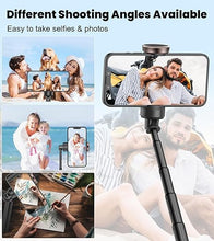 Load image into Gallery viewer, TONEOF 60&quot; Selfie Stick Tripod for Video,All-in-1 Extendable Cell Phone Tripod Stand with Integrated Remote,360° Rotate Lightweight &amp; Portable Tripod for 4-7” iPhone/Android/Photo &amp; Video Kits/Travel
