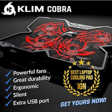 Load image into Gallery viewer, KLIM Wind Laptop Cooling Pad - More Than 500,000 Units Sold - New 2024 - Powerful Rapid Action Laptop Cooler - Laptop Stand with 4 Cooling Fans - 2 USB Ports - PC Mac PS5 PS4 Xbox One - Cobra Red
