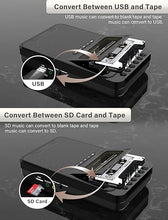 Load image into Gallery viewer, Gracioso Cassette Player Converter, Portable Cassette to MP3 Music via U Disk/SD Card or PC, Record to Cassettes/USB/SD Card via Mic,Cassette Tape Player with Headphone Jack,Retractable Handle
