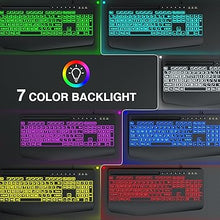 Load image into Gallery viewer, Wired Keyboard and Mouse, Large Print Backlit Keyboard with Wrist Rest and 7-Color Backlit, Lighted Computer Keyboards Easy to See, Light Up USB Keyboard Mouse Combo for PC, Windows, Laptop SABLUTE
