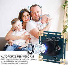 Load image into Gallery viewer, 1080P USB Camera Module Autofocus High Speed Webcam Board for Computer Mini UVC USB2.0 PC Camera Industrial CCTV Lightburn Camera OV2710 High Frame Wide Angle 100fps USB with Camera for Laptop
