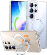 Load image into Gallery viewer, TORRAS 360° Spin Magnetic Stand for Samsung Galaxy S25 Ultra Case, Fit for Magsafe, Military Grade Slim Hard PC Protective S25 Ultra Clear Case with Kickstand &amp; Ring Holder, Ostand Spin, Clear
