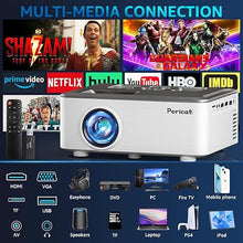 Load image into Gallery viewer, 5G WIFI Bluetooth Projector with 100&quot; Screen, 15000L Native 1080P Outdoor Projector, Pericat Home Theater Movie Projector,15W HIFI Speaker Video Projector Compatible with TV Stick/Phone/PC/Xbox
