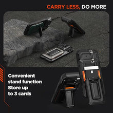 Load image into Gallery viewer, VRS DESIGN Origin Wallet Card Holder Case [3 Cards] for iPhone 16 Plus (2024), Rugged Semi-Automatic 3-Card Slot &amp; Kickstand Case (Matte Black)
