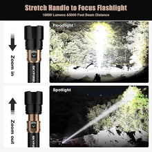 Load image into Gallery viewer, SKYFIRE LED Flashlight 10000 High Lumens,Super Bright Rechargeable Flashlight with Ignition Lens, Zoomable,Four Modes,Waterproof Flash Light for Camping Essentials,Outdoor,Home (Black &amp;Gold)
