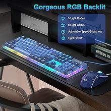 Load image into Gallery viewer, Gaming Keyboard and Mouse Combo, K1 RGB LED Backlit Keyboard with 104 Key Computer PC Gaming Keyboard for PC/Laptop (Blue)
