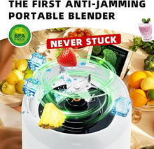 Load image into Gallery viewer, Portable Blender, Anti-Jamming 300 Watt for Shakes and Smoothies, 24oz Travel Blender USB Rechargeable, BPA Free Sporty bottle with a Travel Lid. (White Base Green Lid)
