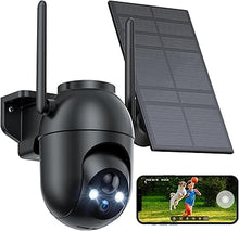 Load image into Gallery viewer, Security Cameras Wireless Outdoor: Solar Cameras for Home Security Battery Wifi Cameras Outside Surveillance Camera PTZ 360° CCTV Camera System with Color Night Vision Motion Sensor Alarm(Not 5G Wifi)
