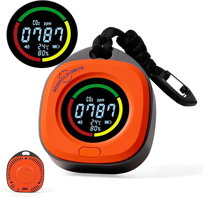 Indoor/Outdoor CO2 Carbon Dioxide Detector, 3-in-1 Portable CO2 Monitor,Temperature & Humidity, CO2 Meter with Alarm, for Home, Car, Grow Tents, Travel,Camping