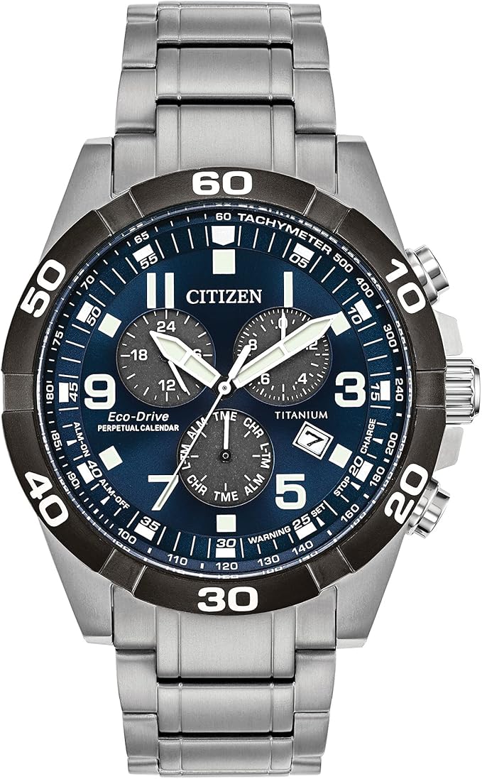 Citizen Men's Eco-Drive Sport Casual Brycen Chronograph Watch, Super Titanium™, Perpetual Calendar, Tachymeter 12/24 Hour Time, Alarm, Date