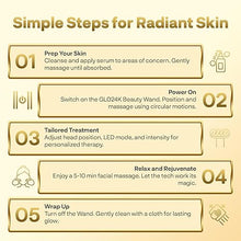 Load image into Gallery viewer, GLO24K 6-IN-1 Beauty Therapy Wand for the Face, Eyes, and Neck I Based on Dual LED Light Therapy, Thermal, Vibration, and Micro-Current Technologies I Skin Rejuvenation

