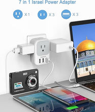 Load image into Gallery viewer, TESSAN Israel Power Adapter, US to Israel Travel Adaptor with 4 Outlets 3 USB Charging Ports, Type H Plug for Israel &amp; Palestine
